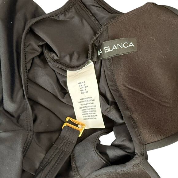 NWOT La Blanca Twist-Front Keyhole One Piece Black Swimsuit – Sz 4 - Picture 8 of 9